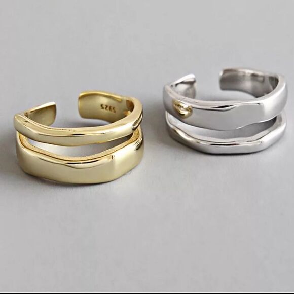 #39 ✨NEW Gold 925 Sterling Silver Double Layer Ring - Picture 3 of 7
